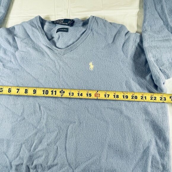 Polo Ralph Lauren 100% Merino Wool V-Neck Sweater Blue Men’s 2X Pullover - Picture 2 of 10